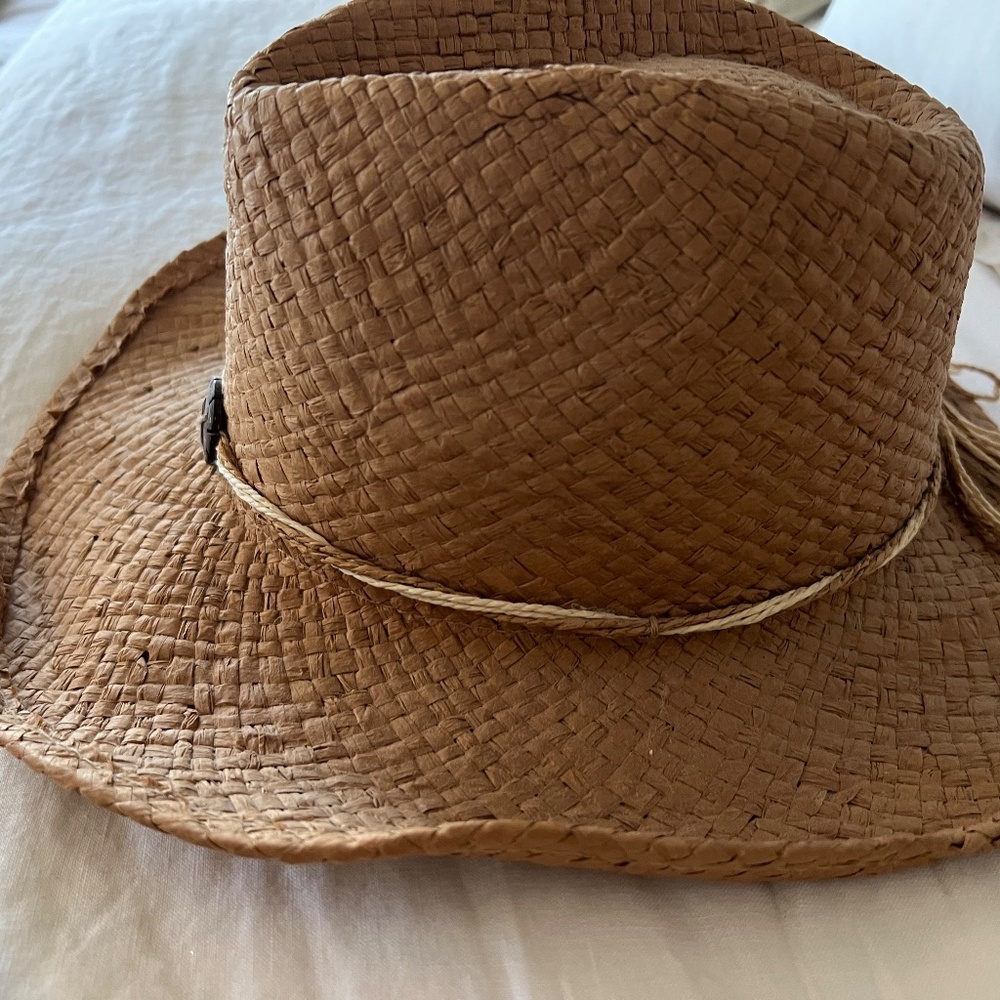 San Diego Hat Company Brown Straw Hat with Button Detail - Picture 2 of 11